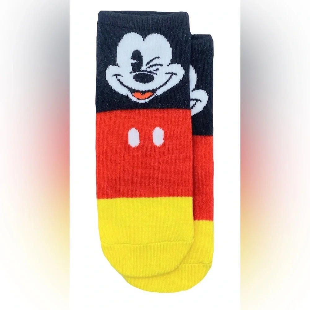 4pairs of‎ Disney’s Mickey Mouse black yellow red color block No Show Socks new